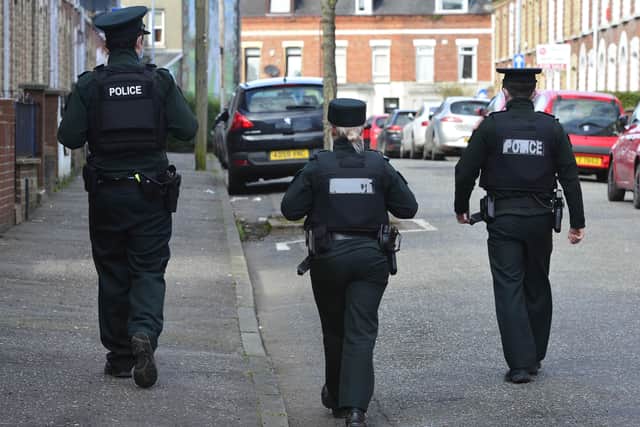 PSNI officers on patrol in the Holyland area of south Belfast.
Picture:: Arthur Allison/Pacemaker Press.