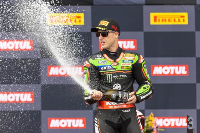 Jonathan Rea won the Superpole race at Estoril in Portugal on Sunday.
