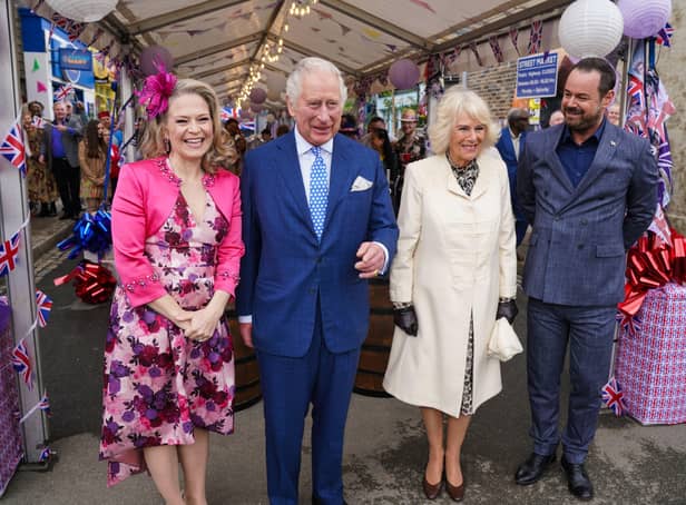 The Prince of Wales and Duchess of Cornwall visiting the EastEnders set, they will guest star in a special EastEnders episode in honour of the Queen's Platinum Jubilee.