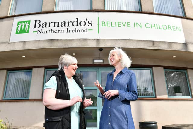 Pictured l to r are Heather Watson, Barnardo’s Northern Ireland Foster Carer and Adopter and Priscilla McLoughlin, Operations Manager, Fostering and Adoption Service, Barnardo’s Northern Ireland