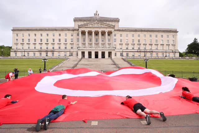 Irish activists An Dream Dearg (meaning something similar to 'the red group') held a demonstration at Stormont to mark the new bill