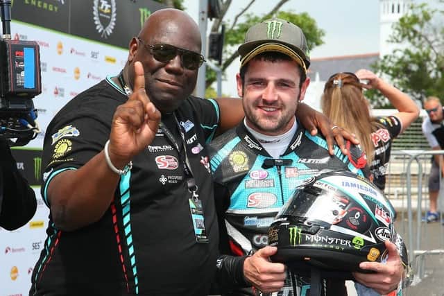 Michael Dunlop and Carl Cox at the Isle of Man TT.