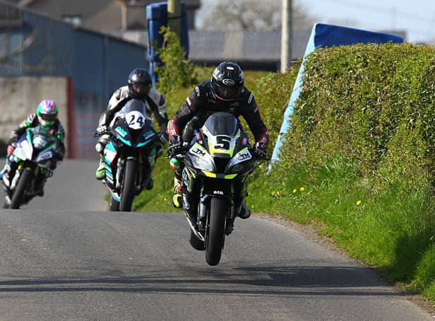 Thomas Maxwell in action during practice on his Kawasaki ZX-10R at the Tandragee 100 in April.
