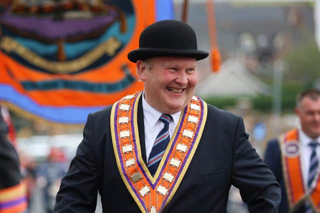 Grand Lodge deputy Grand Master Harold Henning stepping out in Rathfriland.

Picture: Philip Magowan / PressEye