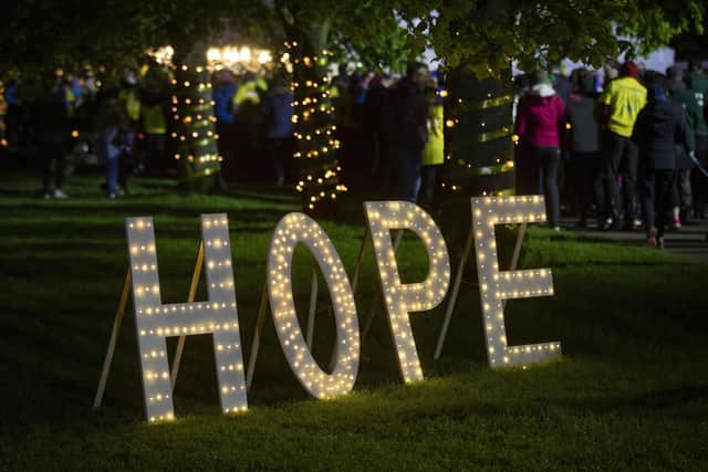Crowds gathered in Ormeau Park at the Darkness Into Light event on 7 May. Thousands of people across 202 locations worldwide walked together in hope at this year's Darkness Into Light to spread hope and raise vital funds for those affected by suicide and self-harm.  Picture by Brian Morrison.