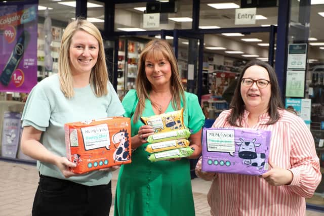Rachel Porter from Mum & You, Frances Kelly of Johnson Brothers and Emma Mullan, Mum & You, mark the deal with Johnson Brothers that will see the products available in retail stores for the first time