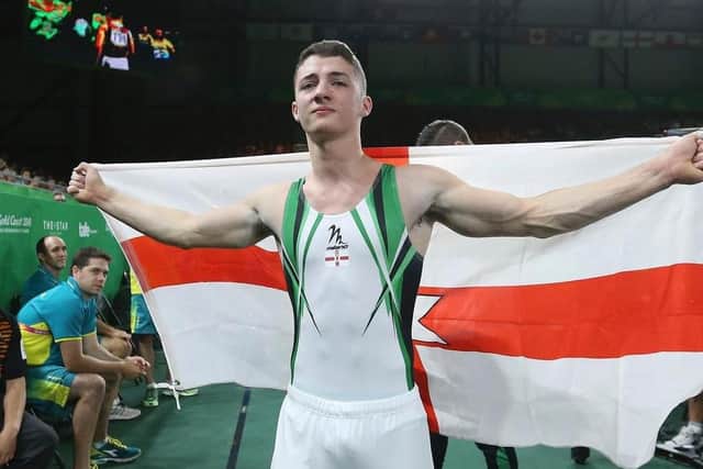 Rhys McClenaghan at the Commonwealth Games with Team NI in 2018. Pic by PA.
