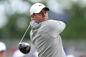 Rory McIlroy in action during the final round of the USPGA Championship at Southern Hills Country Club