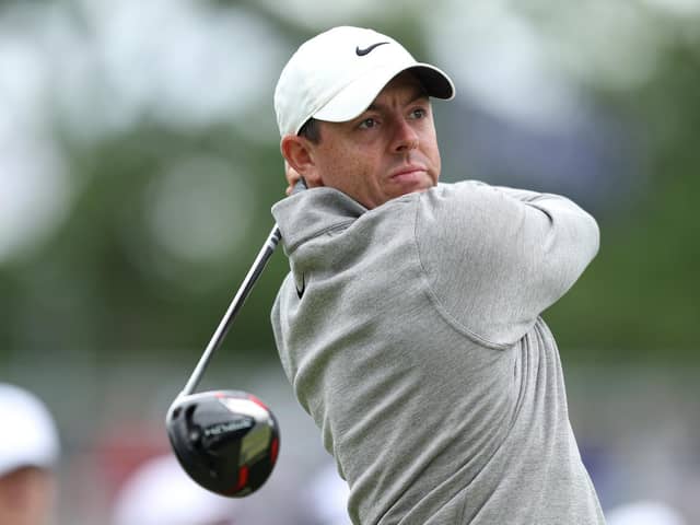 Rory McIlroy in action during the final round of the USPGA Championship at Southern Hills Country Club