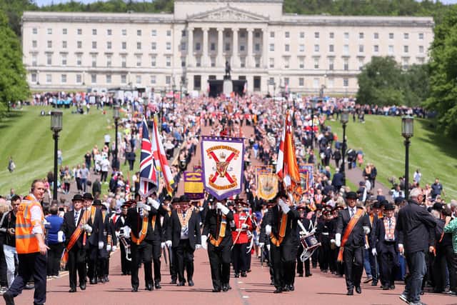 The NI Centennial parade leaving Stormont on May 28, 2022. 



Picture: Jonathan Porter/PressEye