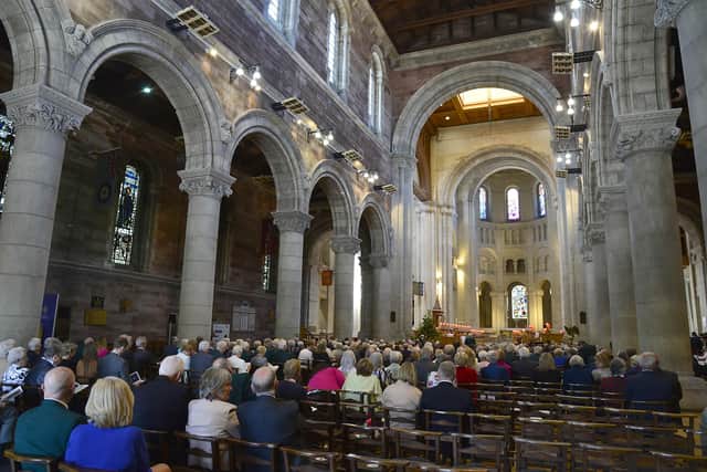 St Anne's Cathedral, where a service celebrated the 100th anniversary of policing in Northern Ireland, back to 1922 and the creation of the RUC and An Garda Siochana took over policing from the Royal Irish Constabulary.
Picture by Arthur Allison/Pacemaker Press