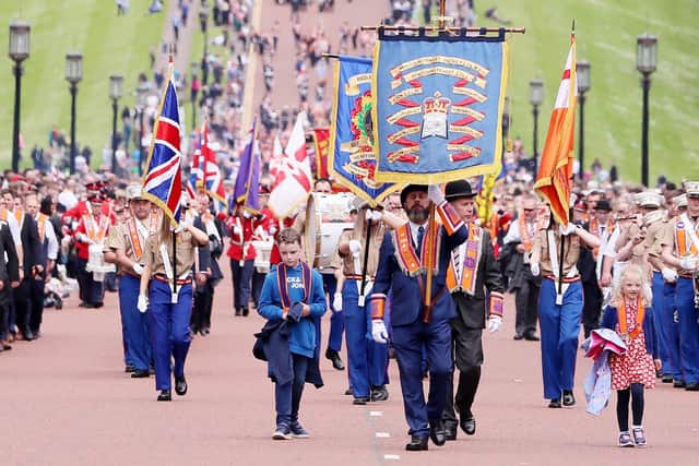 A view of some of the parade as it leaves Stormont towards the city centre. 



Picture by Jonathan Porter/PressEye