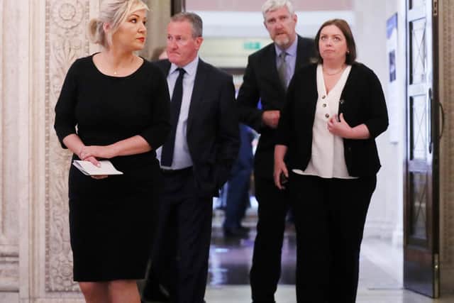 Stormont Assembly meets in a fresh bid to nominate a speaker after more than 30 MLAs signed a recall petition.

Sinn Fein's Michelle O'Neill and party colleagues pictured leaving the chamber after MLAs voted against electing a speaker. 

Picture by Jonathan Porter/PressEye