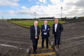 Brian McAvoy, Chief Executive of Ulster GAA, Ciaran McLaughlin, President of Ulster GAA and Tom Daly, Chairman of Casement Park Stadium Development Project Board