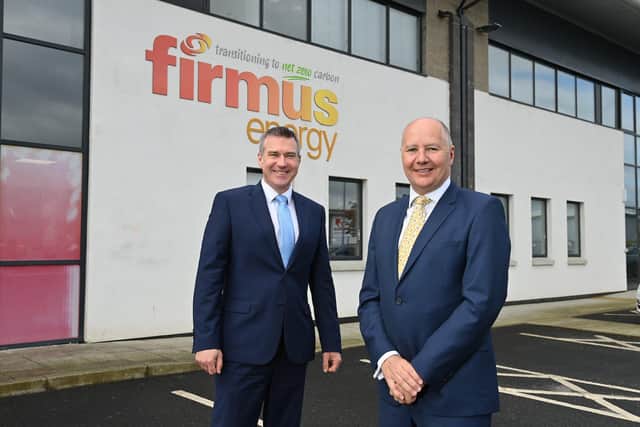 Britt Megahey, managing director, Barclay Communications and Niall Martindale, interim managing director at firmus energy