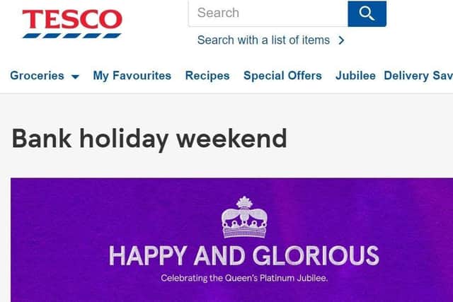 Tesco online shopping page