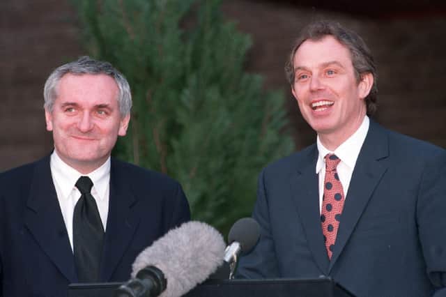 Tony Blair (right) and then taoiseach Bertie Ahern after the signing of the Good Friday Agreement in 1998