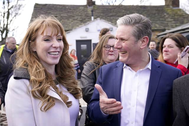 Labour Leader Sir Kier Starmer and Deputy Leader Angela Rayner at the launch of of Labour's 2022 local election campaign at The Brown Cow, Burrs Country Park, Bury, Greater Manchester