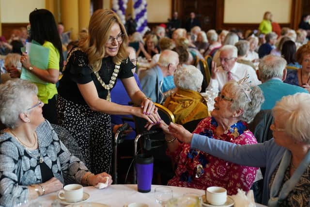 Belfast Lord Mayor Tina Black (second left) attends a Queen's Platinum Jubilee Tea Dance at Belfast City Hall