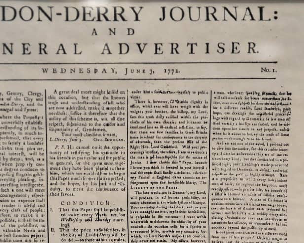 The first edition of the Londonderry Journal, from June 3 1772, 250 years ago