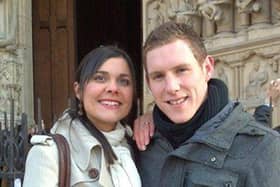 McAreavey family  photo of John and Michaela McAreavey outside Notre Dame Cathedral in Paris, France.