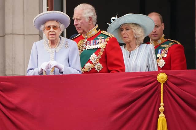 (Left to right) Queen Elizabeth II , the Prince of Wales (will be Charles III) and the Duchess of Cornwall and the Duke of Cambridge (will be William V), on the balcony of Buckingham Palace,  on day one of the Platinum Jubilee celebrations. 
People say Charles is too political, but he gets away with it because he has two other qualities that the public demands in its royals — an air of decency, and a demonstrable commitment to public duty. Photo: Jonathan Brady/PA Wire
