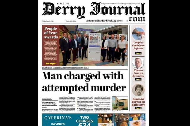 The most recent edition of the Derry Journal, from June 3 2022, 250 years after it was first published