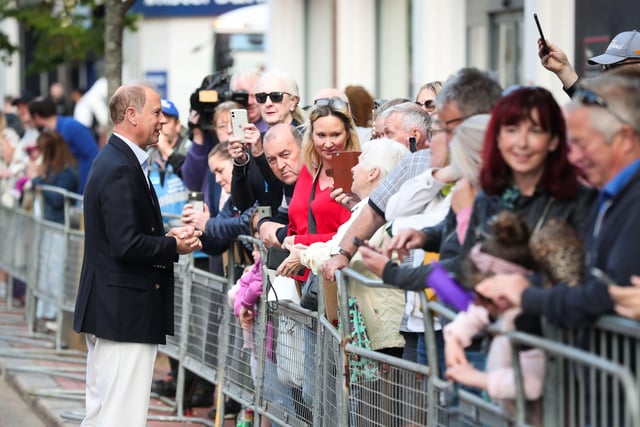 The Earl and Countess of Wessex are pictured at Royal Avenue, Belfast during their one day visit to Northern Ireland.