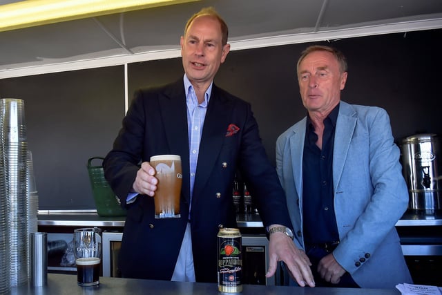 The Earl of Wessex holds a freshly poured pint of Guinness during a visit to Bangor, Northern Ireland, as members of the Royal Family visit the nations of the UK to celebrate Queen Elizabeth II's Platinum Jubilee. Picture date: Saturday June 4,, 2022.