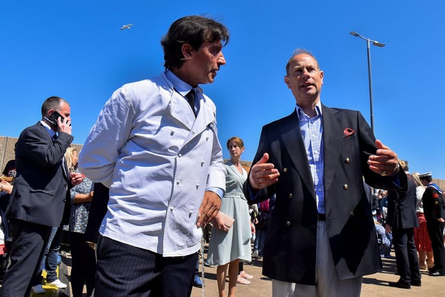 The Earl of Wessex speaks with French chef Jean-Christophe Novelli during their visit to Bangor, Northern Ireland, as members of the Royal Family visit the nations of the UK to celebrate Queen Elizabeth II's Platinum Jubilee. Picture date: Saturday June 4,, 2022.