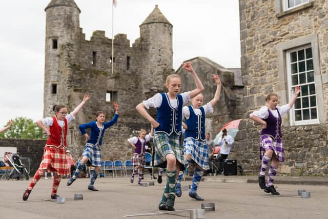 The Big Jubilee Lunch at Enniskillen Castle, Sunday 5th June 2022:

The Erne Highland Dancers performing at the Queenâ€TMs Jubilee celebrations at the Big Jubilee Lunch at Enniskillen Castle, Co Fermanagh.  Picture: Ronan McGrade/Pacemaker Press