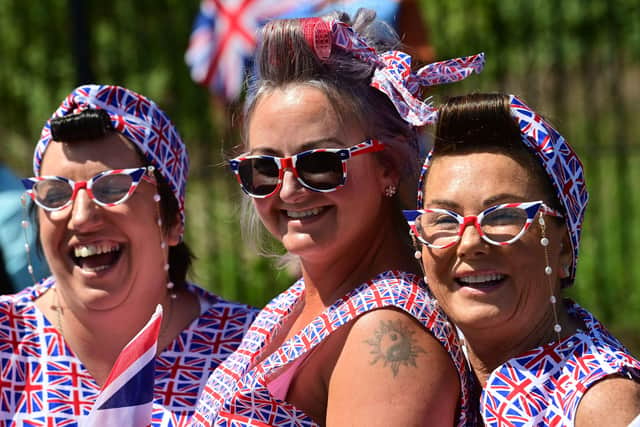 Are you having a laugh? These ladies rally got into the spirit of celebrations on the Shankill Road on Saturday. Pic Colm Lenaghan/ Pacemaker