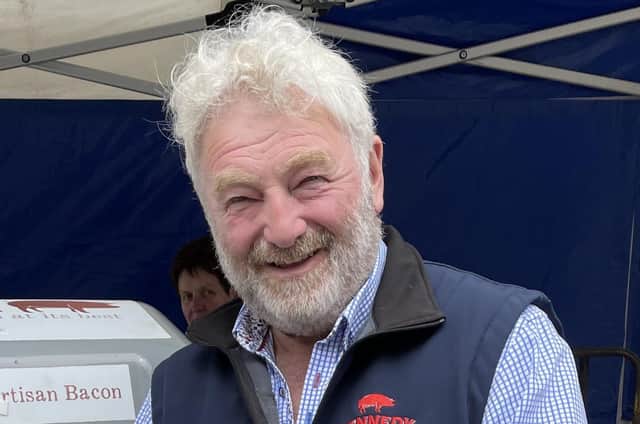 Mervyn Kennedy, founder of Kennedy Bacon in Omagh, is a keen supporter of the dozens of farmers’ and food markets across Northern Ireland. Pictured is Mervyn launching a new ‘cook in a bag’ bacon loin roast at the recent Causeway speciality food market in Coleraine