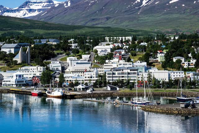 View of Akureyri, Iceland.