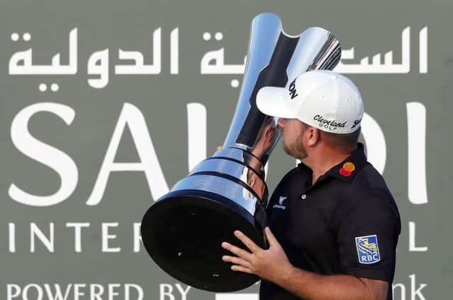 Graeme McDowell  wins the Saudi International in King Abdullah Economic City, Saudi Arabia in 2020. He has been accused of greed for joining the Saudi-funded LIV rival golf tour (AP Photo/Amr Nabil)