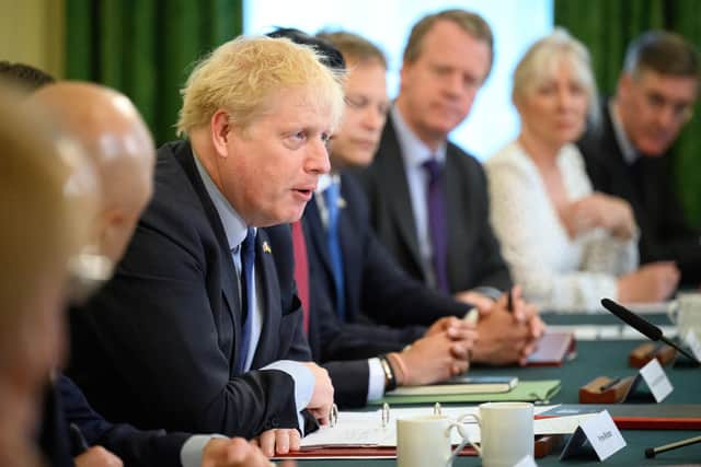 Prime Minister Boris Johnson chairs a Cabinet meeting at 10 Downing Street, London, on Tuesday