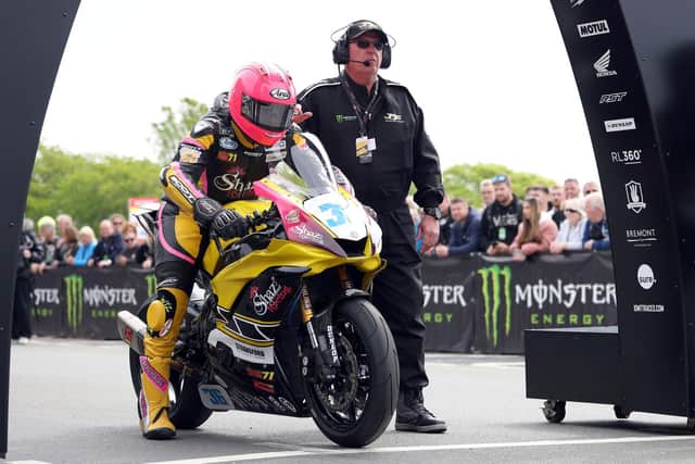 Davy Morgan prepares to leave the line for his 80th start at the Isle of Man TT in Monday's Supersport race. The 52-year-old was sadly killed in a crash on the third lap of the race.