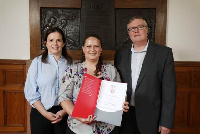 Rachel Doherty, HRdirector, Denroy with programme participant Clare Loney of Denroy and William Ussher, senior executive at the Centre for Competitiveness (CforC)