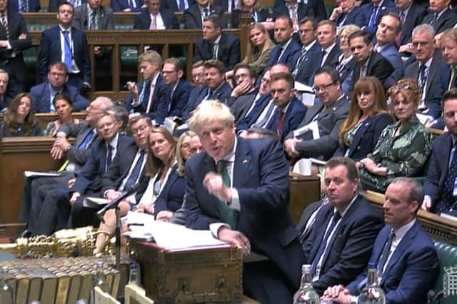 Boris Johnson at Prime Minister's Questions in the House of Commons on Wednesday. The purpose of the no confidence motion was not to determine whether the prime minister can get a narrow majority of his parliamentary party, but whether he can carry enough of them to discharge government business. With an 80-seat majority, only 40 disaffected Tories can undermine government. Photo: House of Commons/PA