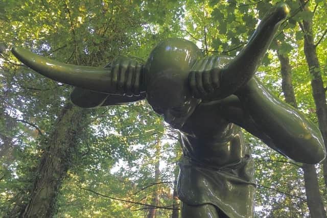 The statue of Cernnunos in Hillsborough Forest Park
