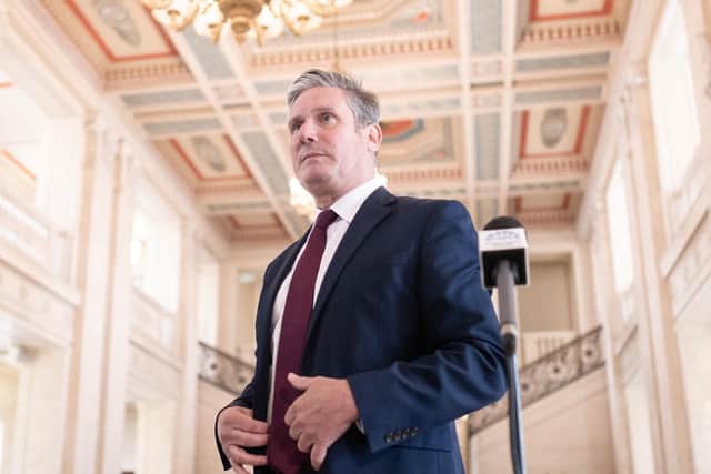 Labour leader Sir Keir Starmer speaks to the media at Parliament Buildings