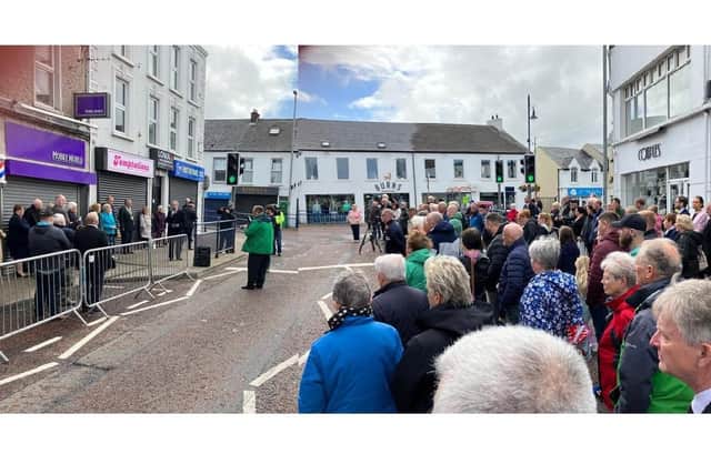 A memorial in Coleraine on Sunday June 12 2022, the 49th anniversary of the IRA bomb in the town which killed six people. A montage of two pictures of the event sent in to this newspaper