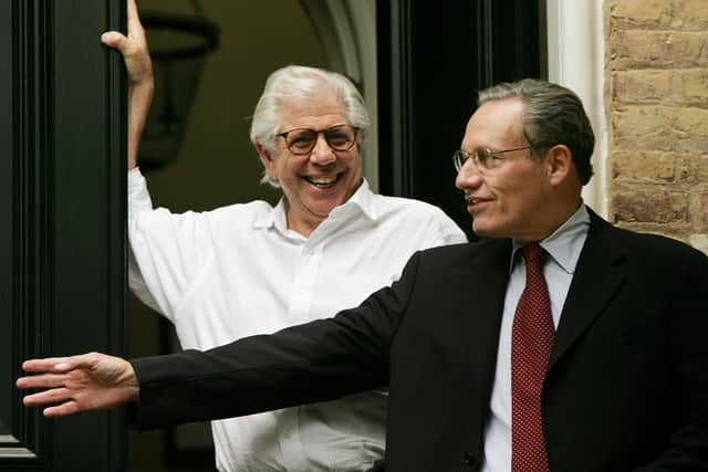 Washington Post reporters Carl Bernstein, left and Bob Woodward who broke the Watergate story. (Photo by Win McNamee/Getty Images)
