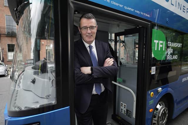 Wrightbus MD Neil Collins at a photocall in Dublin to announce the order of 120 electric buses for the National Transport Authority from the Wrightbus company in Ballymena in Northern Ireland