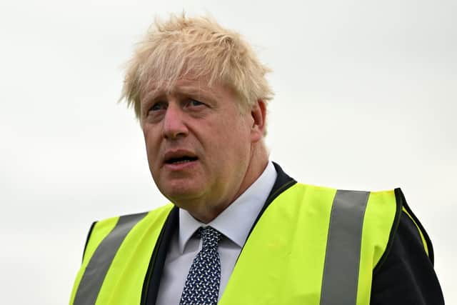 Prime Minister Boris Johnson during a visit to Southern England Farms Ltd in Hayle, Cornwall, on Monday