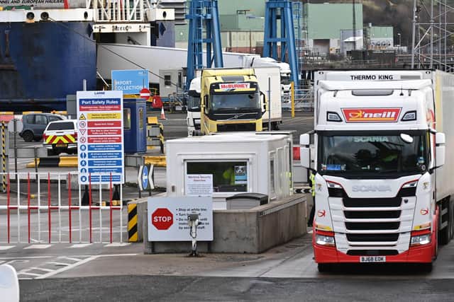 EU customs checks are now carried out on Larne on good coming in from GB. Photo Colm Lenaghan/Pacemaker Press