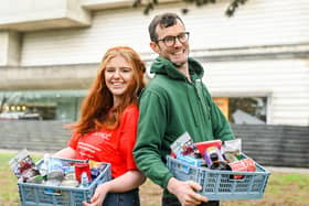 hloe Diamond, Cinemagic and Bruce Gardiner-Crehan, South Belfast Foodbank Manager at the launch of the ‘Cinemagic Young Audiences Supporting Foodbanks, at The Ulster Museum