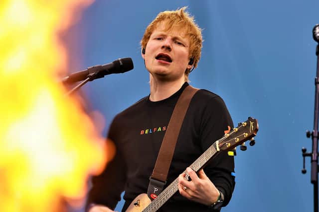Ed Sheeran performing on stage at Boucher Road Playing Fields in Belfast. Picture date: Thursday May 12, 2022.