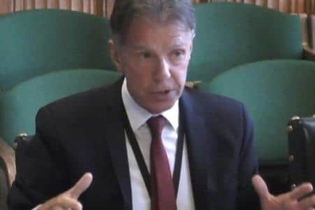 Dr Austen Morgan of the Malone House Group giving evidence to the NI Affairs Committee at Westminster on 15 June 2022. Parliament TV image