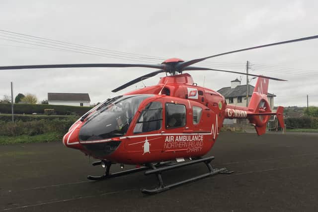 The Air Ambulance was tasked to the scene in Dunclug yesterday evening